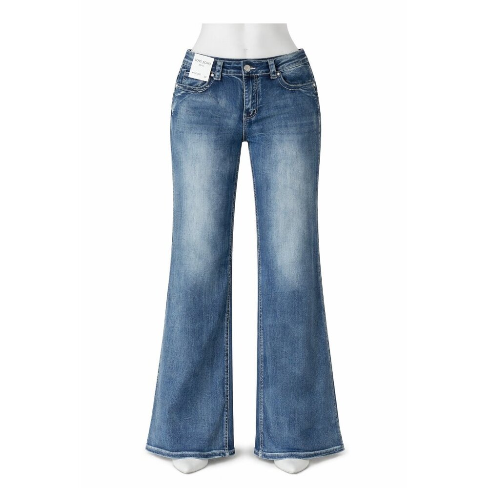 Love Soho Denim Women’s Jeans Size 15 Wide Leg‎ Low Rise Embroidered